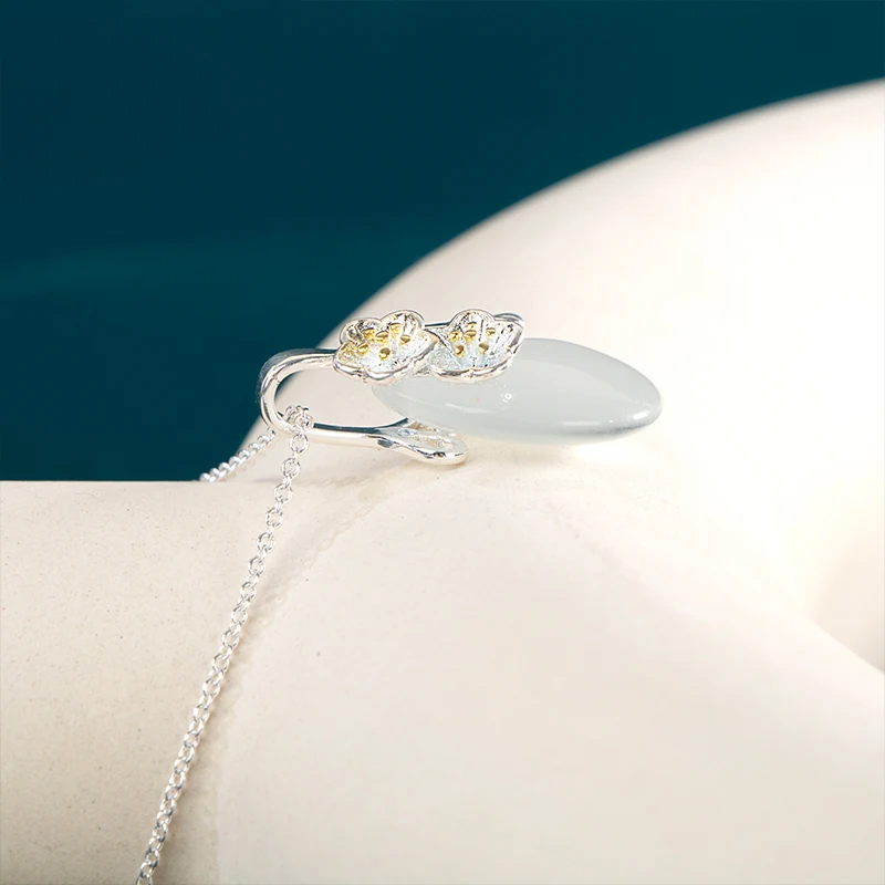 Bella Box Luxury Drop Shape Opal Pendant Women's Cherry Blossom Necklace For Women Ceremony Party Unique Trendy Jewelry |