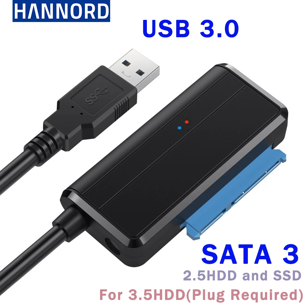 

Жесткий диск Hannord совместим с кабелем 2,5 3,5 USB3.0 к SATA к USB-адаптеру, кабель передачи данных Sata к жесткому диску, кабель SATA III