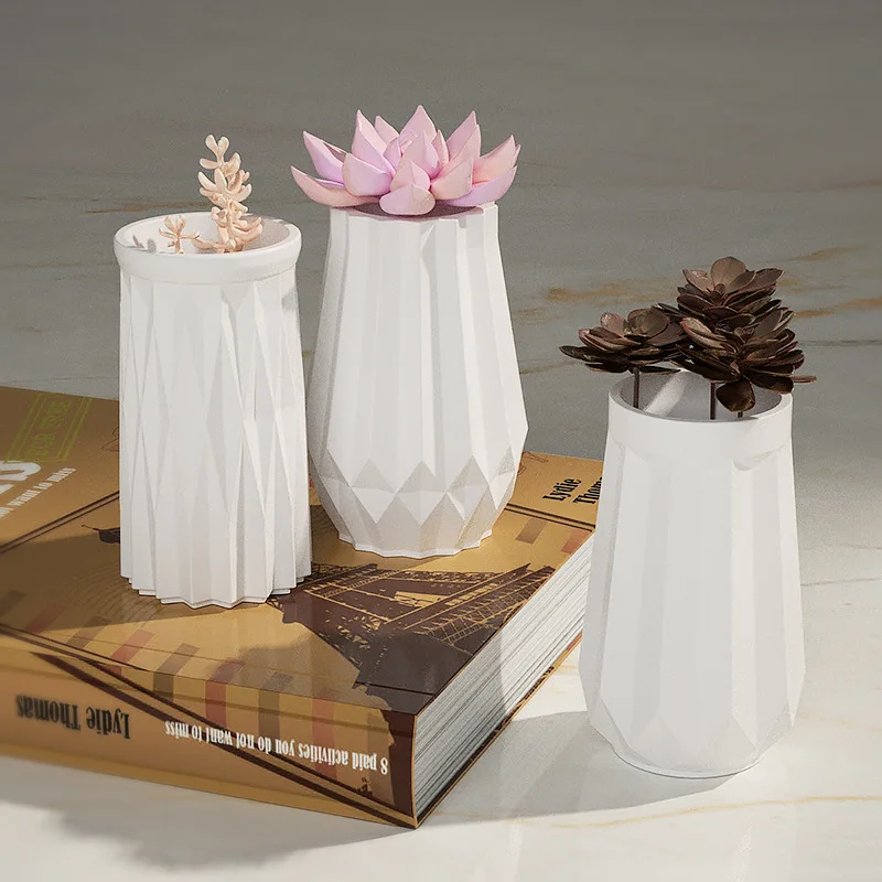 

DIY Flower Vase Silicone Mold Handmade Vase Pen Holder Storage Concrete Cement Epoxy Resin Vase Molds Nordic Plaster Vase Mold
