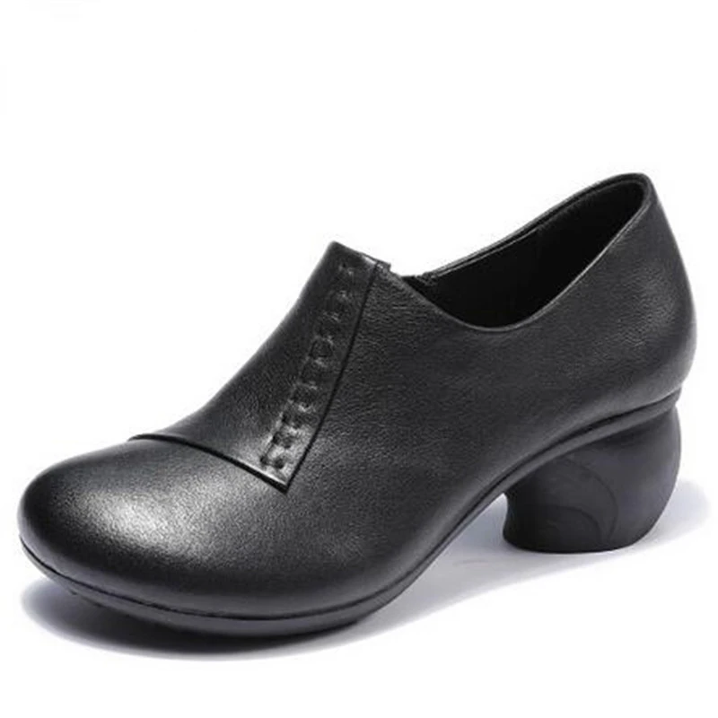 

Женские туфли из мягкой воловьей кожи, на высоком каблуке, Нескользящие, элегантные туфли-лодочки, 2022