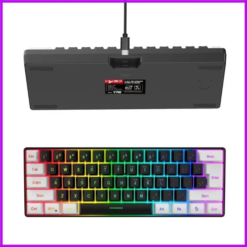 Фото Ультракомпактная 61 клавиша RGB Mini клавиатура, 3200 DPI Optical Mouse для ПК №3