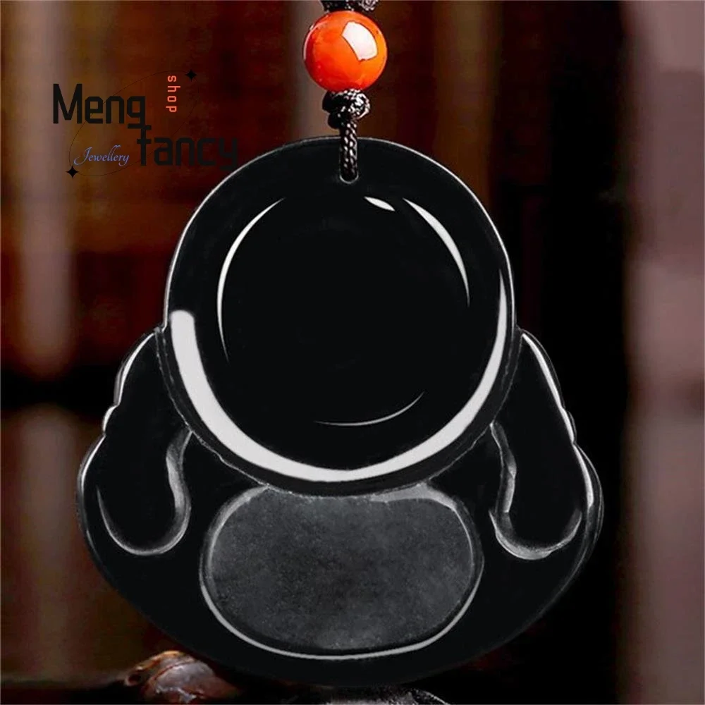 Натуральные А-товары кулон Будды матреи из нефрита с чернилами изысканная