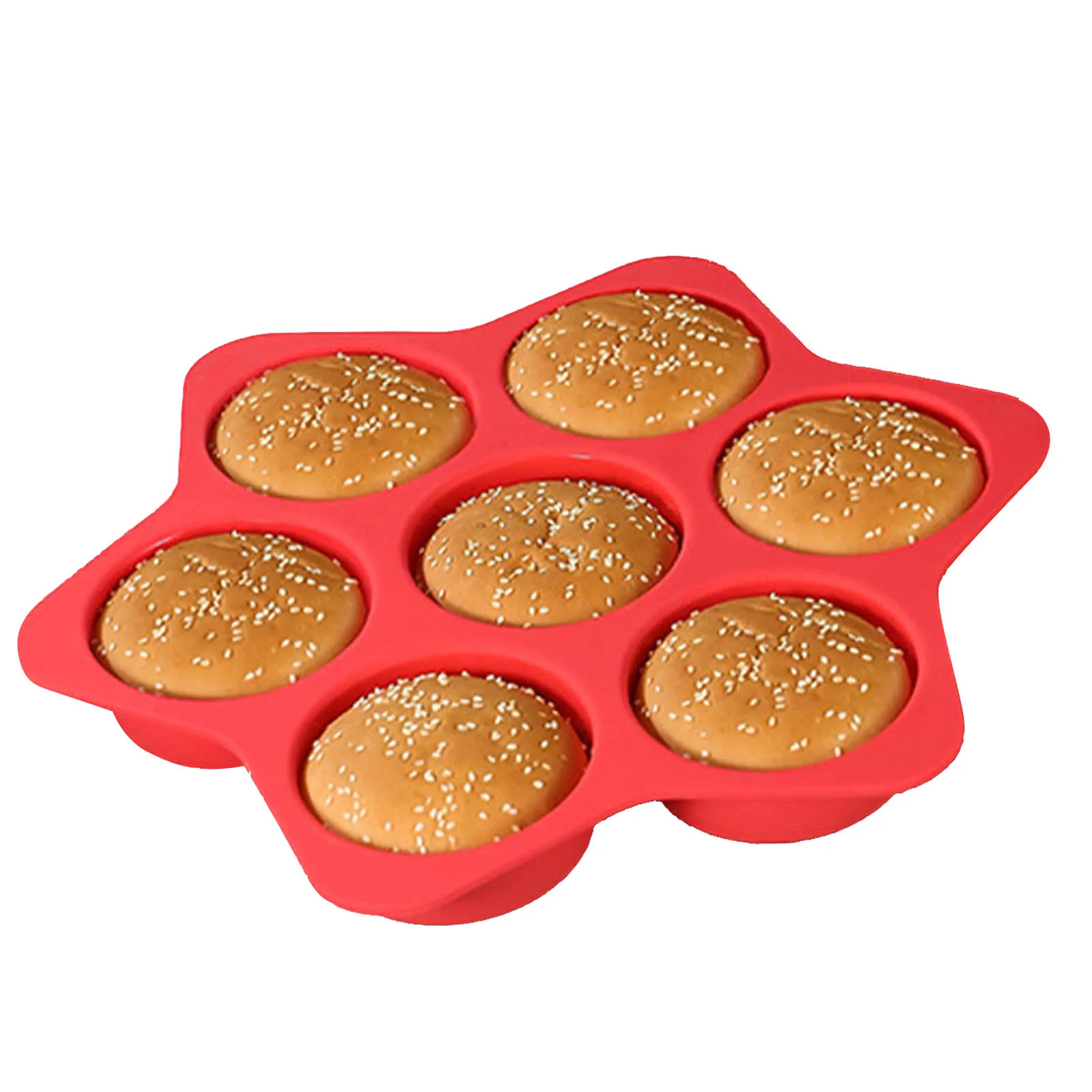 

Round Silicone Burger Mold Non-Stick Bread Cake Hamburger Bun Molds Tray Household DIY Food Baking Pan Bakeware Tool With 7