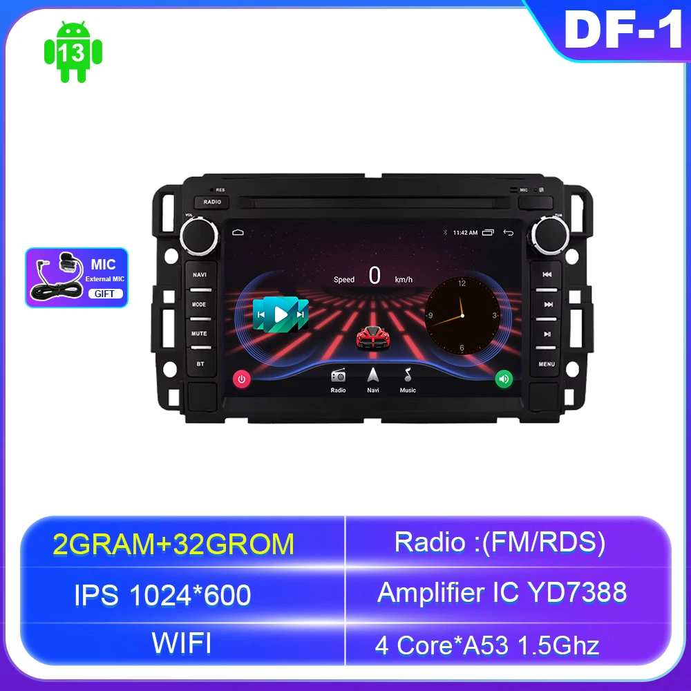

Автомобильное радио Android 13, для GMC Chevrolet Silverado Sierra Impala Traverse Yukon Acadia Savana, пригородный GPS Navi, мультимедийный плеер