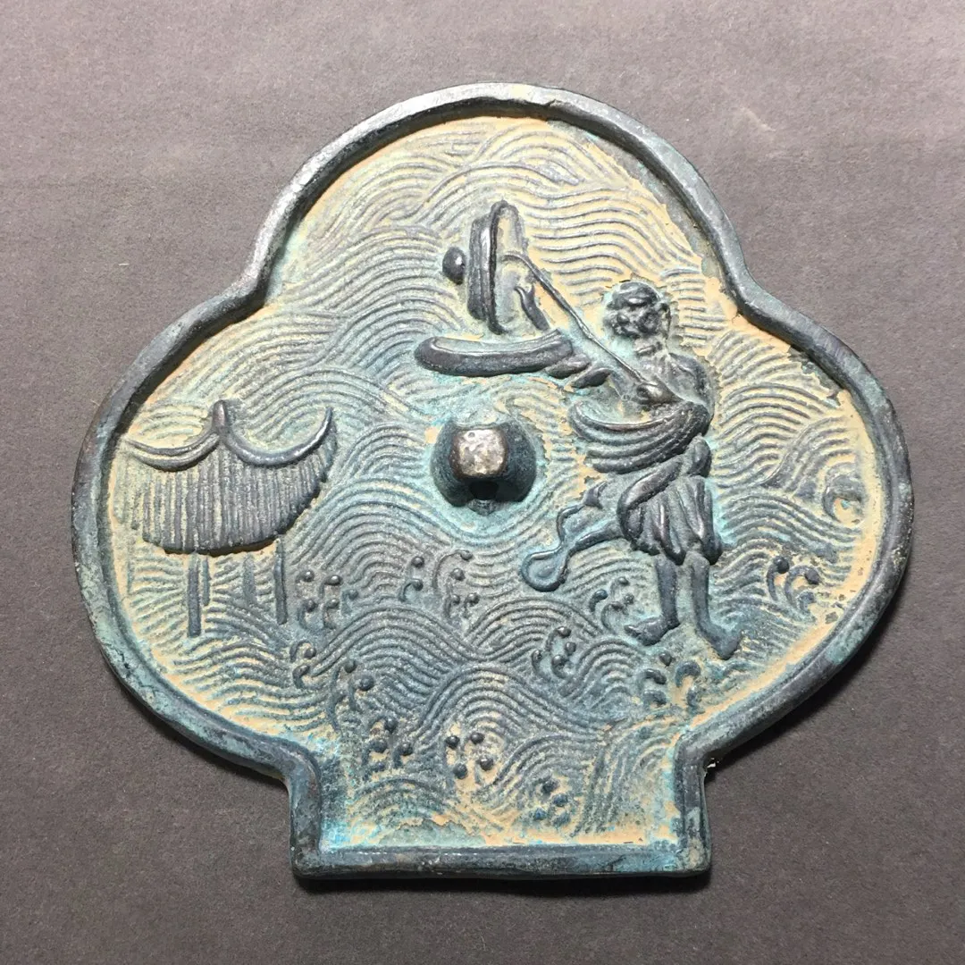 

Exquisite antique pure copper pavilion bronze mirror ornament