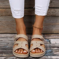 wedge slippers womens cross upper peep toe platform shoes summer outdoor beach sandals ladies comfort casual slides size 36 42