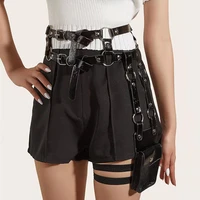 fashion sexy hip hop punk wind unisex belt cigarette case jk belt decorative black pu leather ladies ins adjustable waistband