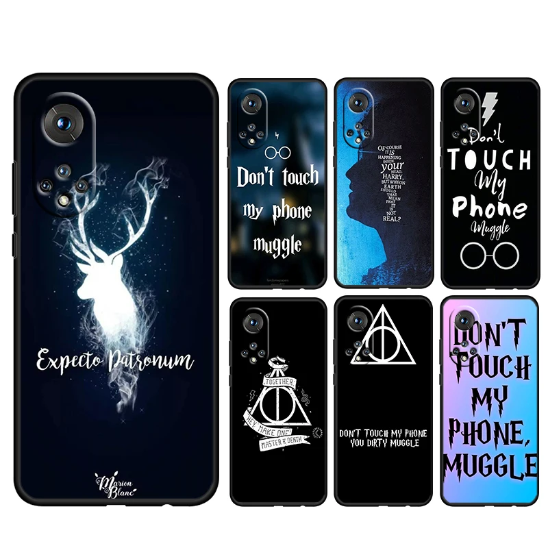 

Cute Cartoon harrys P-potter Wand For Honor 80 70 60 50 X30 9C 9X 9A 8X MAX Pro Plus Lite SE Soft Silicone Black Phone Case