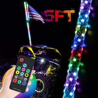 motorcycle lighted spiral led whip 3ft 4ft 5ft antenna with flag led rgb flagpole lamp with remote control for jeep atv utv