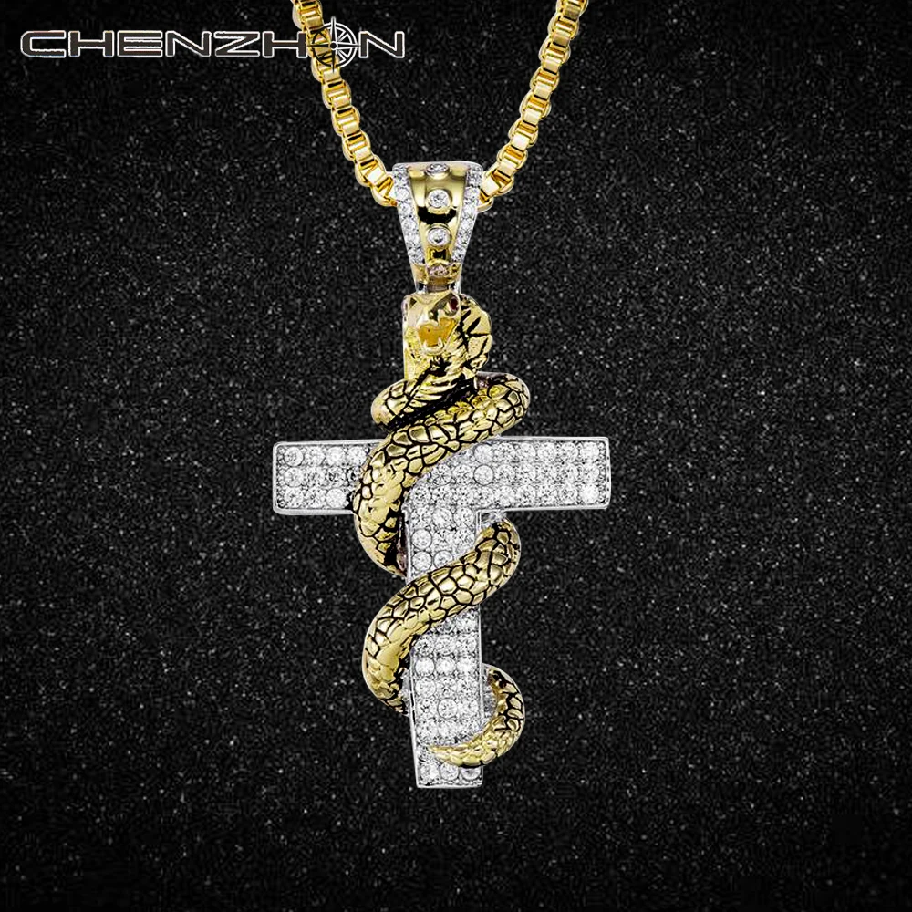 CHENZHON Cross Necklace Cross Necklace Men's Matching Pendant Pearl Necklace 925 Silver Fashion Jewelry Religion Jesus CZ Cubic