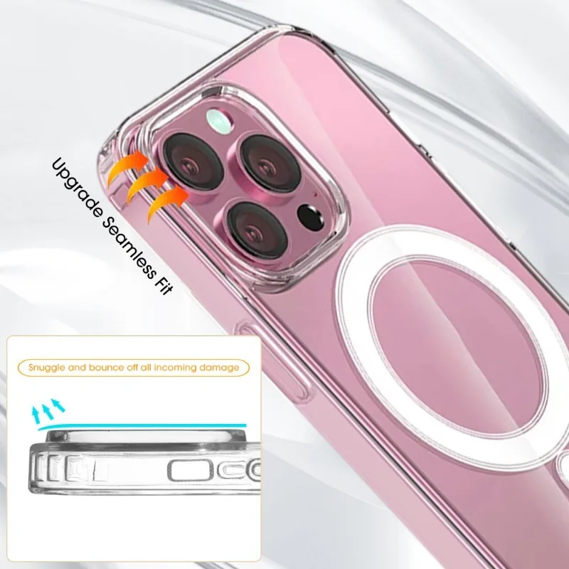 Прозрачный магнитный чехол для телефона iPhone 15 Ultra Plus Pro Magsafe Wireless Charge Тонкий