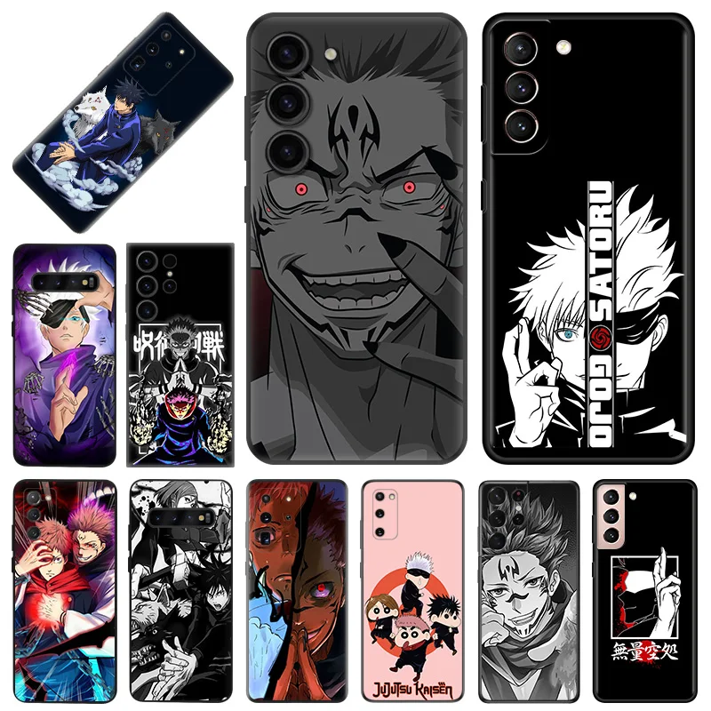 

Jujutsu Kaisen Cartoon Soft Phone Cases For Samsung Galaxy S23 Plus S22 Ultra S21 S20 FE S10 Note 20 10 Lite 9 Black Matte Cover