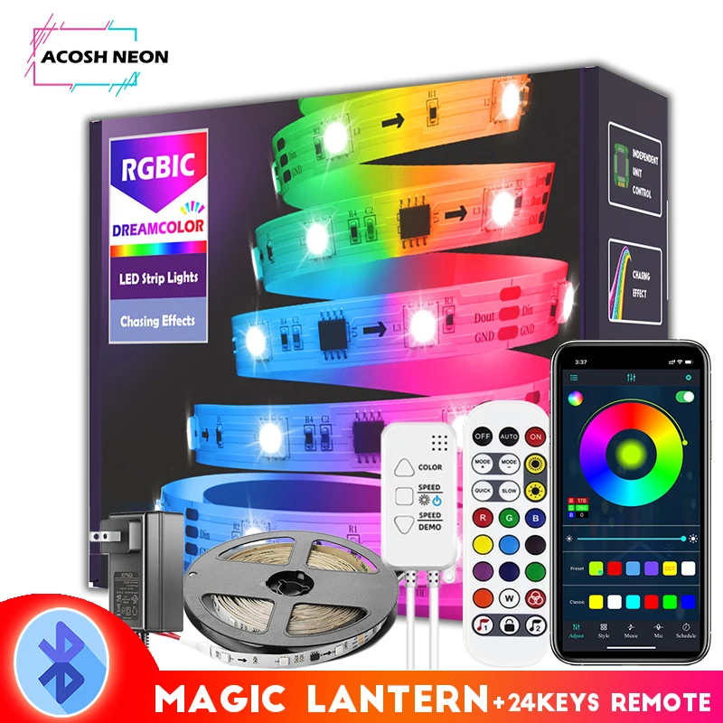 Bluetooth Magic pixel rgb strip dreamcolor rainbow color led strip lights 10M LED Strip with chasing effect for home holiday