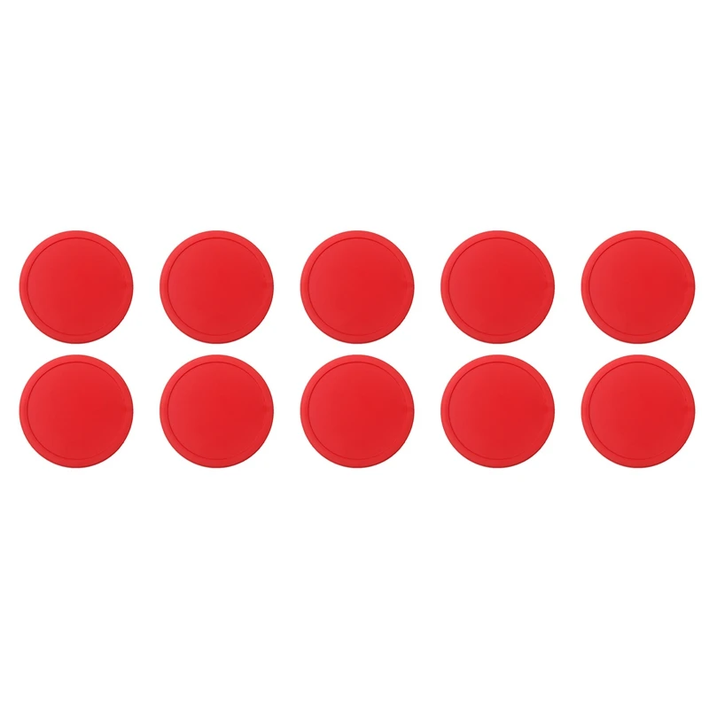 

10 Pieces Home Air Hockey 75Mm Red Replacement Round Air Hockey Heavy Duty Air Hockey For Game Table Accessories