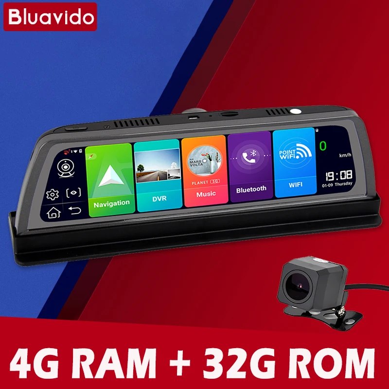 

Bluavido 4G ADAS 10 дюймов IPS автомобильный телефон Android 8.1 GPS-навигация 1080P двойной DVR WiFi рекордер удаленного видеонаблюдения