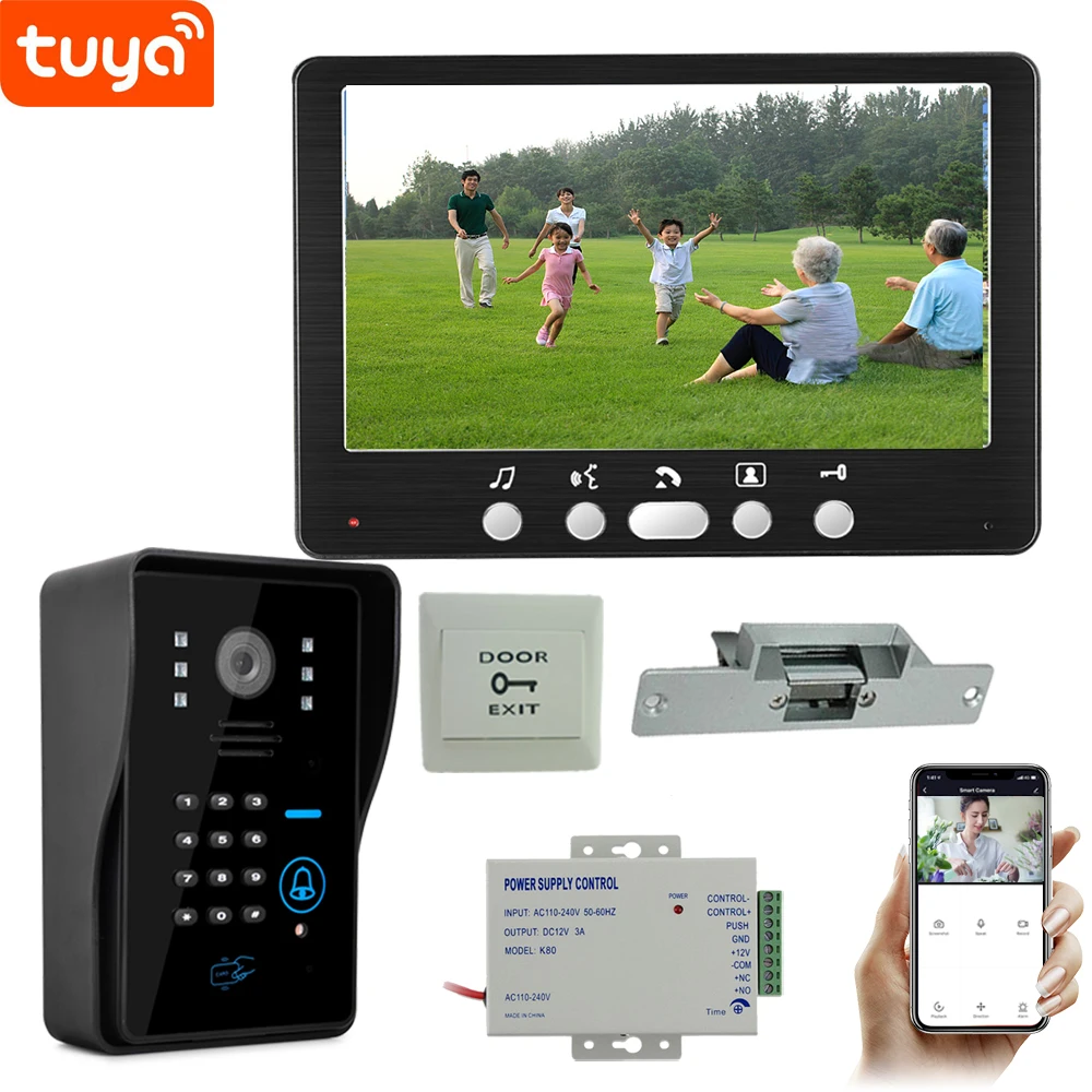 

7inch WIFI Video Intercom For Apartment Wire Video Doorbell Camera 1080P with Password and RFID Unlock Tuya