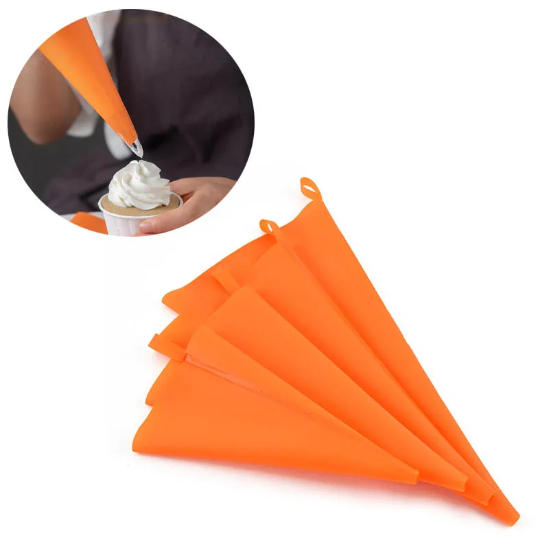 

Orange Cream Pouch Silicone Pastry Bag Piping Cake Decorating Tools DIY Cupcake New Pastry Bags Kitchen Pastry Supplies