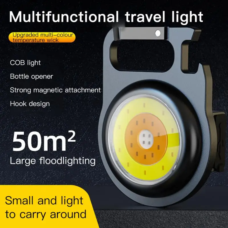 

USB Rechargeable Keychain Light Mini Bright Flashlight COB Inspection Light Bottle Opener Outdoor Emergency Work Light CampingLi