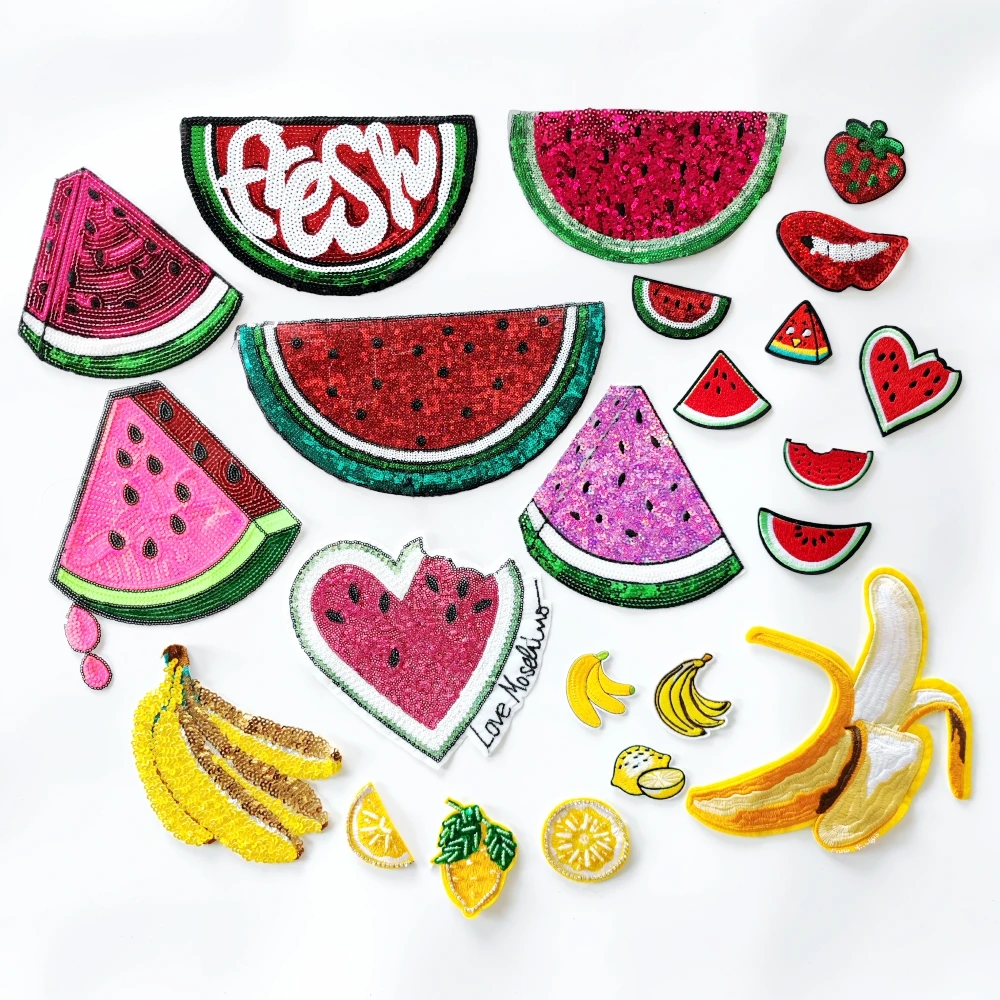 

Вышитые значки в виде арбуза, банановая аппликация с блестками, нашивка на губы, фрукты, нашивки для одежды, аксессуары для рукоделия IP2241680