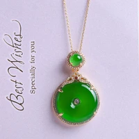 natural green chalcedony pendant fashion jewelry men and womens 925 inlaid agate necklace jewelry wholesale