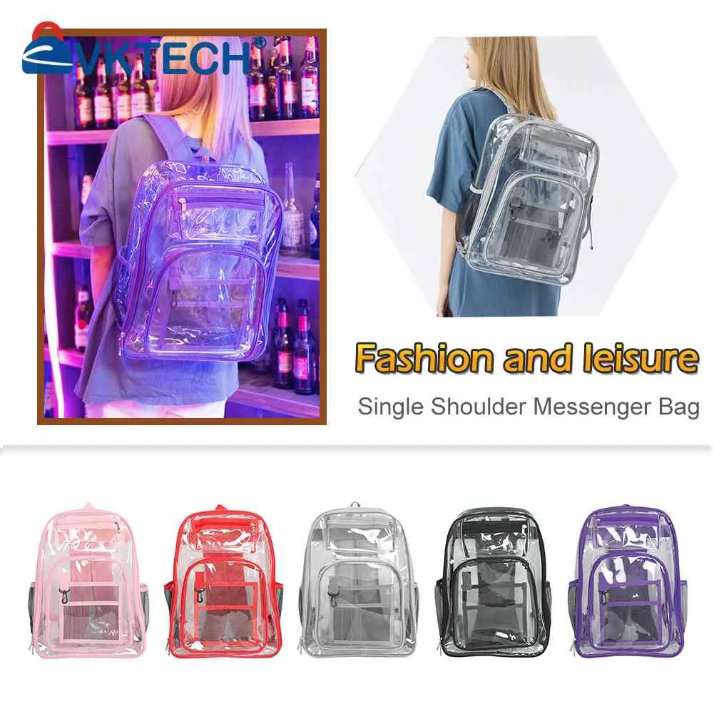 

Прозрачный рюкзак для женщин, школьный прозрачный ранец из ПВХ для девочек-подростков и студенток, вместительные сумки на плечо