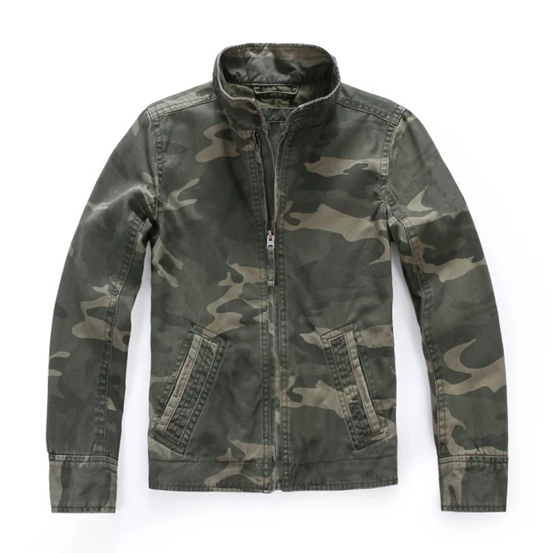 

Safari Style Men's Autumn Outwear Tactical Camouflage Cargo Jacket Washed Denim Casual Spring Coat Outdoor Hiking Jacket