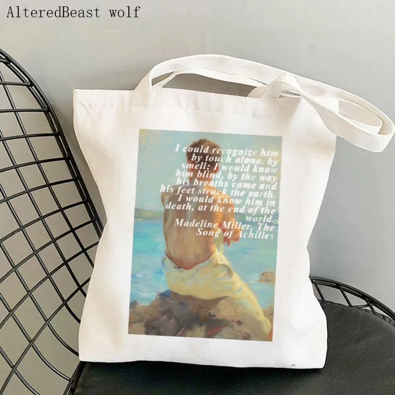 

Women Canvas Shoulder Bag The Song Of Achilles Printed Custom Ladies Shopping Bags Grocery Handbags Tote Books For Girls
