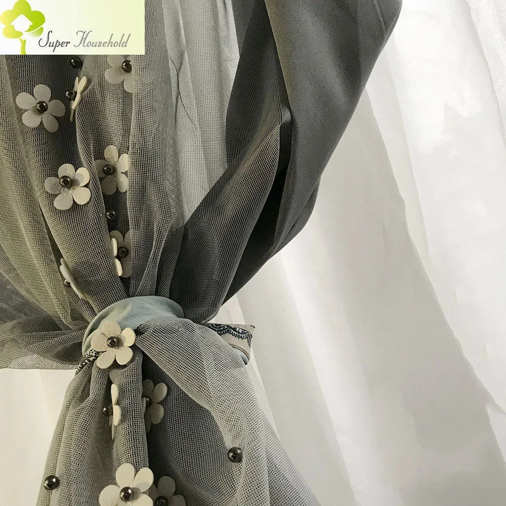 

Романтичные белые/серые тюлевые шторы с 3D тиснением и вышивкой бусинами для спальни, брака, прозрачные для гостиной, экрана на окна, высота 3 ...