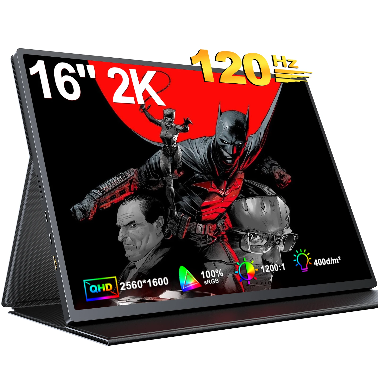 

EVICIV NEW 2K 16'' 120Hz Portable Gaming Monitor 2560x1600 Travel Laptop Display IPS Computer External Second Screen USB C HDMI
