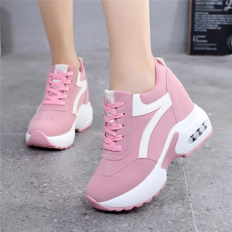 Кроссовки женские на платформе 10 см Повседневная Уличная обувь танкетке высокий