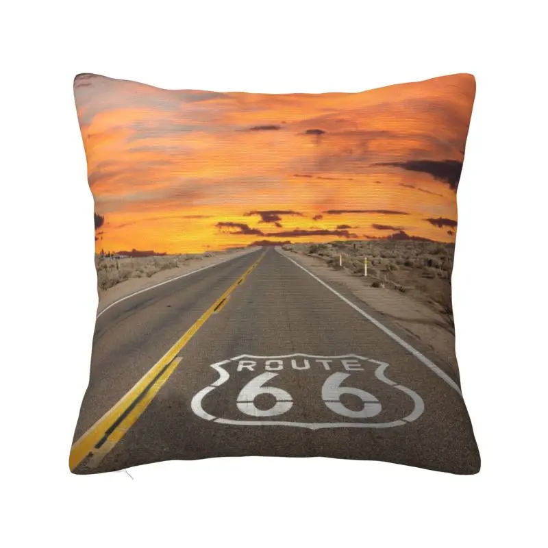 

Роскошные наволочки Route 66, 40x40 см, полиэстер, США, автомагистрали, подушка, квадратная наволочка для автомобиля, украшение для спальни