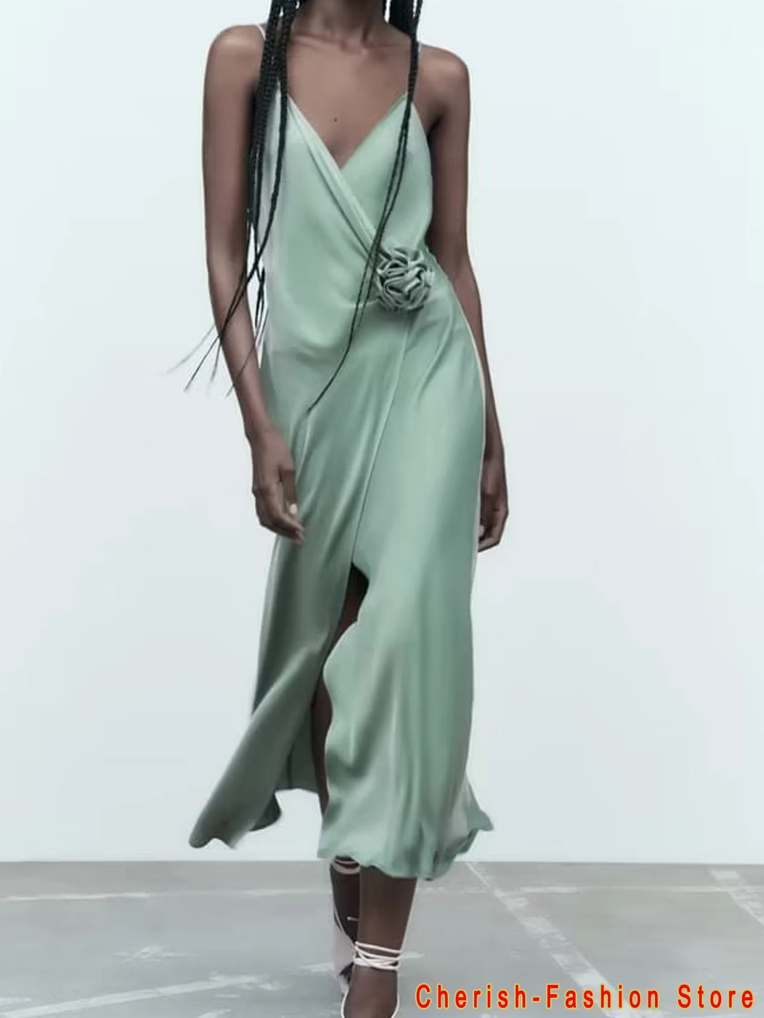 

Женское элегантное атласное платье миди с открытой спиной и цветочным принтом, привлекательные облегающие вечерние платья-комбинации с об...