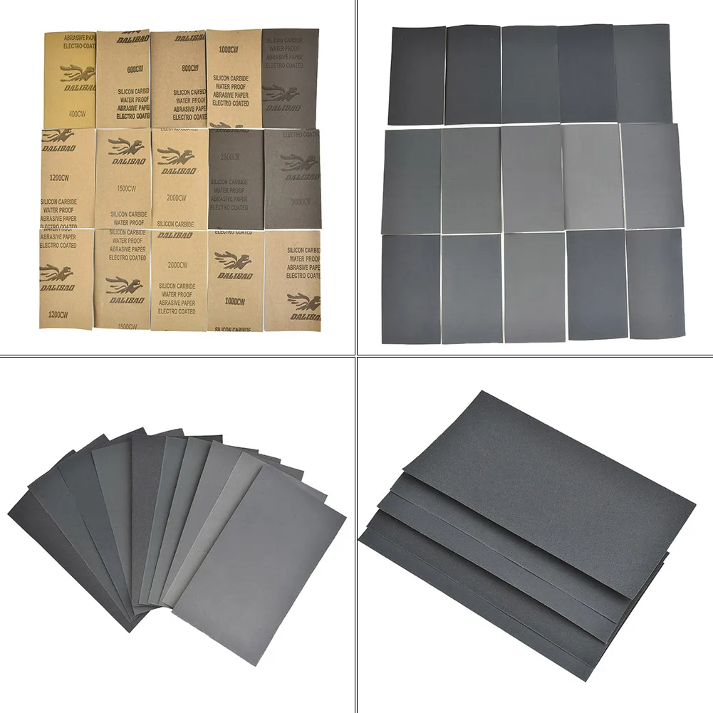 

15pcs Sandpaper Set Silicon Carbide 400/600/3000/800/1000/1200/1500/2000/ 2500 Grit Sanding Paper Water/Dry Abrasive SandPapers
