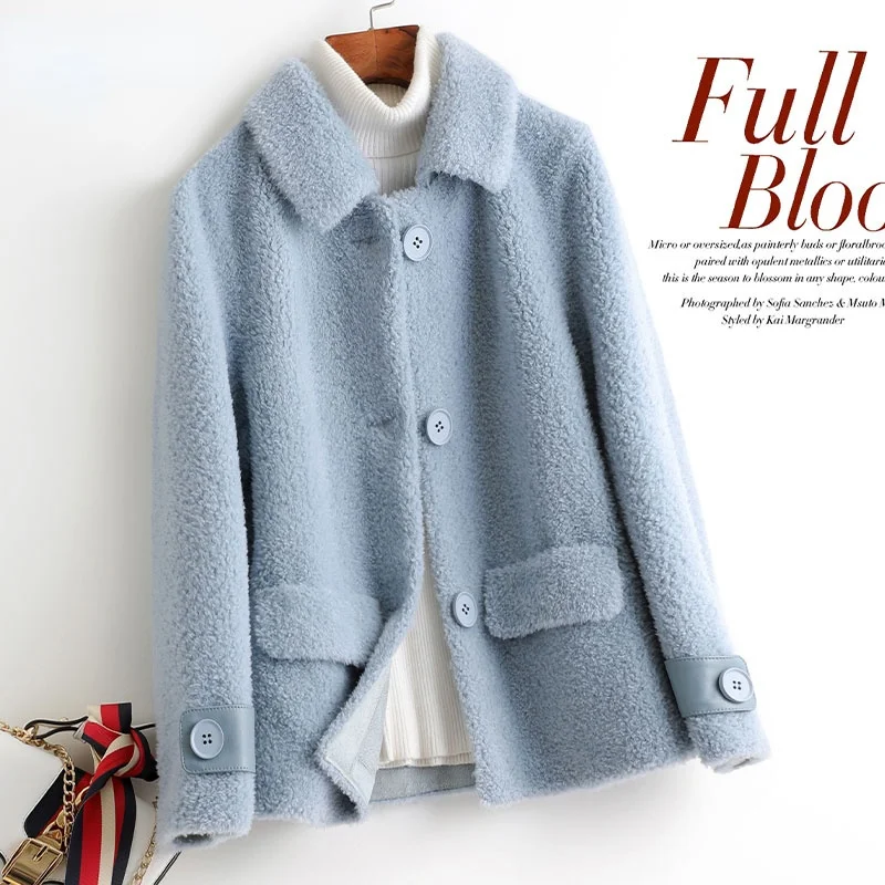 Real Women's Fur Coats 100% Wool Jacket Women Autumn Winter 2023 Short Sheep Shearling Coat Female Casaco Feminino Gxy749