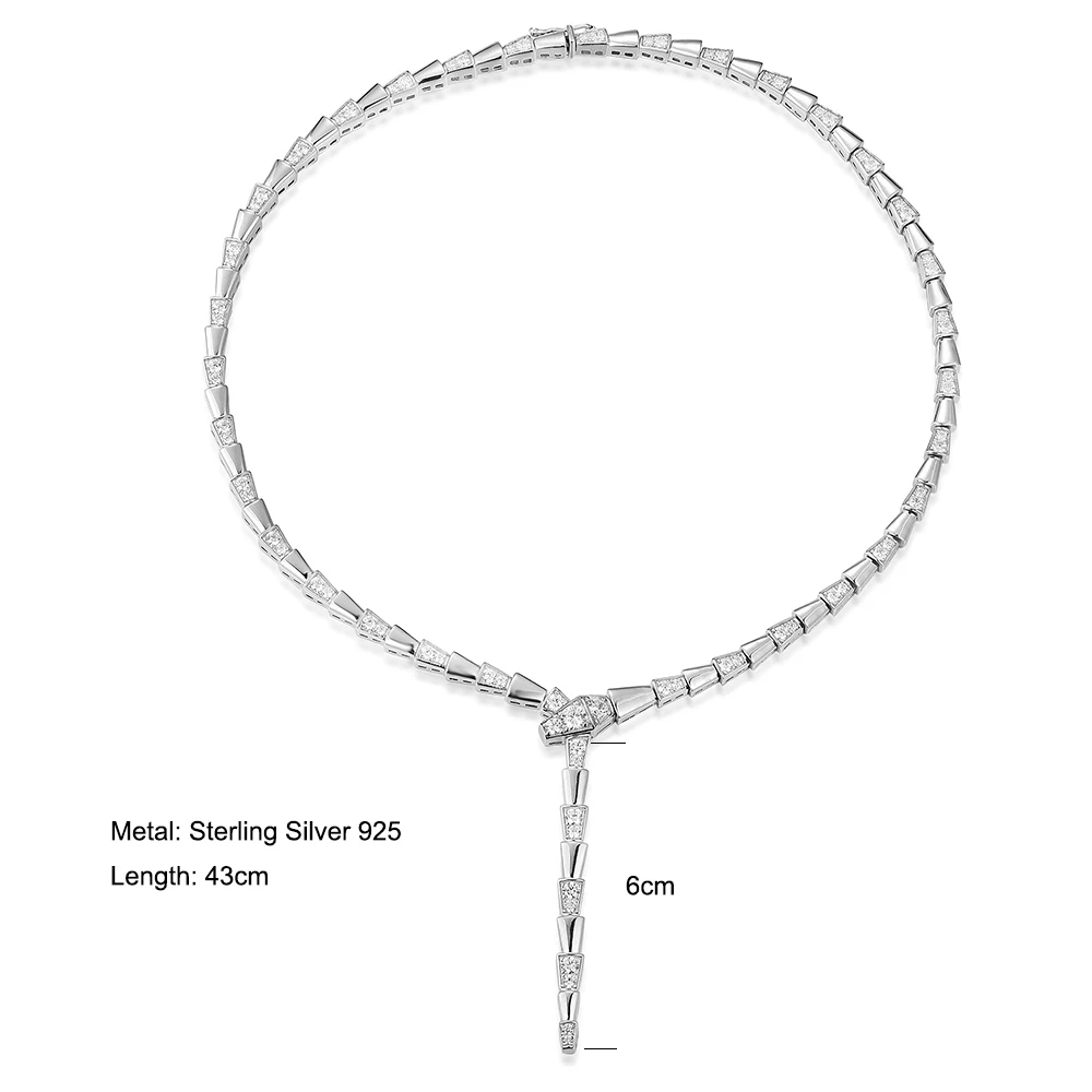 Женское ожерелье из серебра 925 пробы в виде змеи