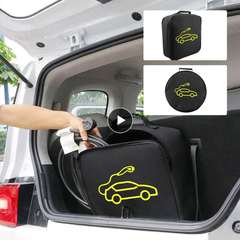 

Black Car Charging Cable Storage Carry Bag Anti-slip Large Capacity Cable Bag Tools Portable Flame Retardant Car Supplies