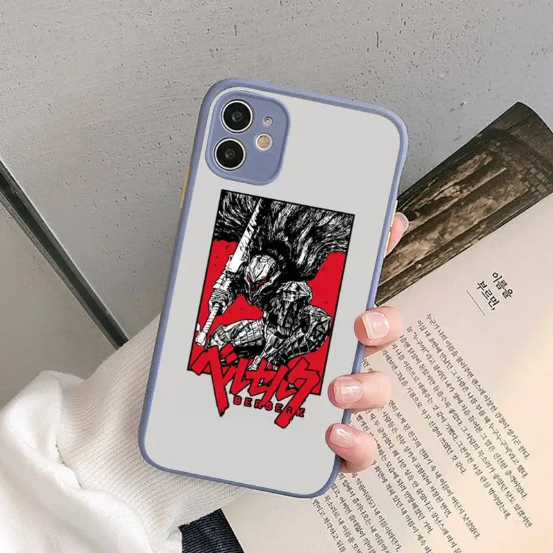 

Anime Berserk Guts Phone Case for iPhone X XR XS 7 8 Plus 11 12 13 pro MAX 13mini Translucent Matte Case