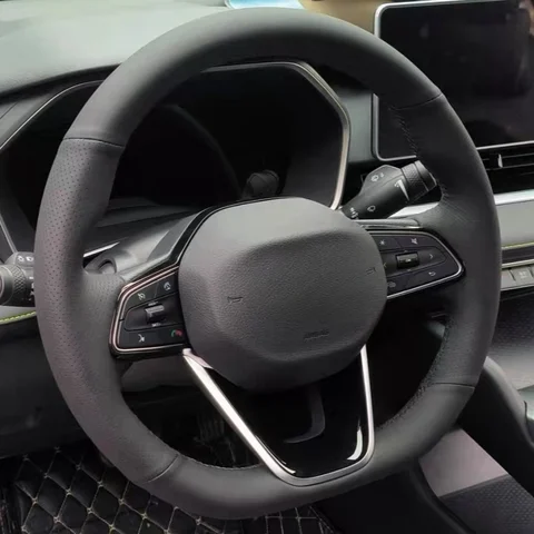 Рукоделие, искусственная кожа, дышащий черный для Geely PREFACE GT 2021 2022 2023, оплетка рулевого колеса