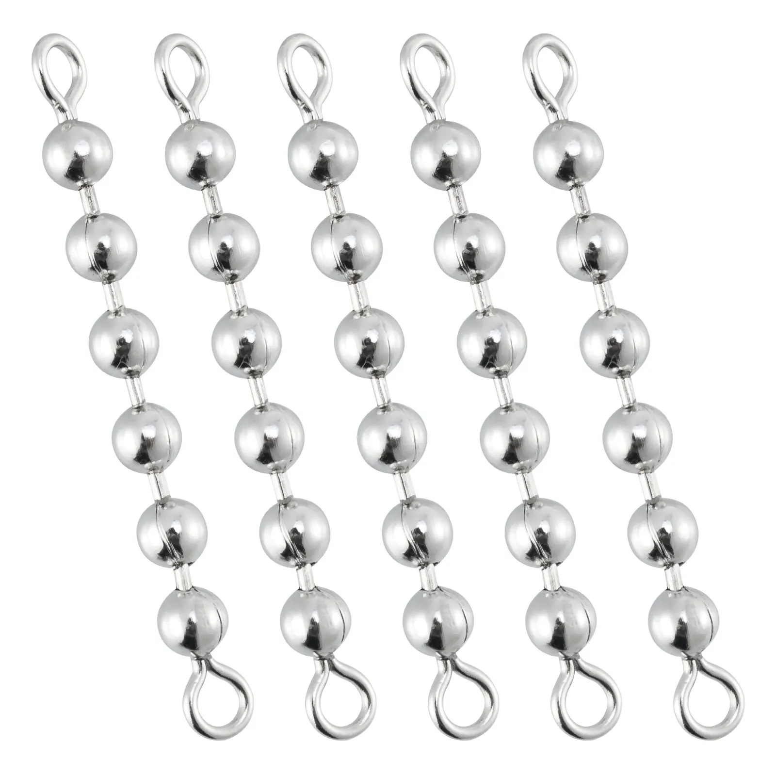 

50/100pcs Fishing Bearing Swivels Rolling Bead Chain Trolling Rig Saltwater Stainless Steel Solid Ring Connector Trout Catfish