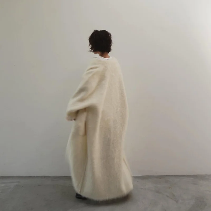 

High-definition 2023 Autumn Winter New Pull Femme Japanese Soft Comfortable Sweaters Long Mohair Cardigan Knit Jacket