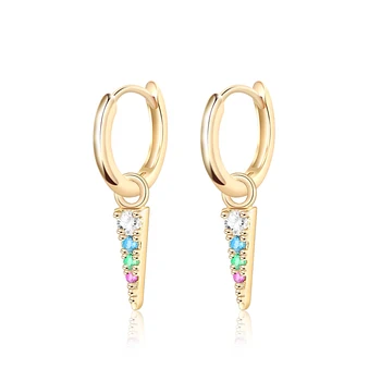 CANNER 925 Sterling Silver Colorful Zircon Piercing Cartilage Huggie Hoop Earrings for Women Earings Jewelry Pendientes Gifts 1