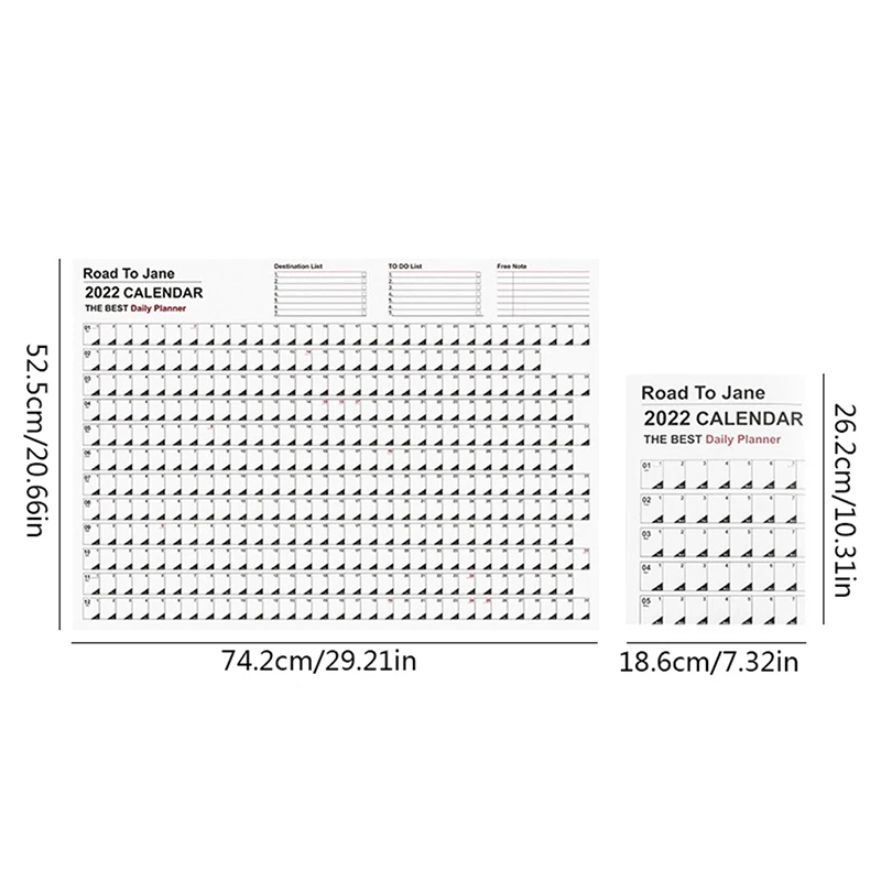 1X 2022 Year Annual Plan Calendar Daily Schedule &amp Sticker Dots Wall Planner | Desk