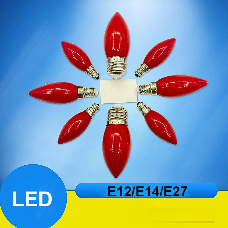 50PCS LED Light Bulbs Red Art Lights E12 E14 E27 220V Energy Saving Lamps LED Bulb Lamps Lampada Living Room Bedroom Home Decor