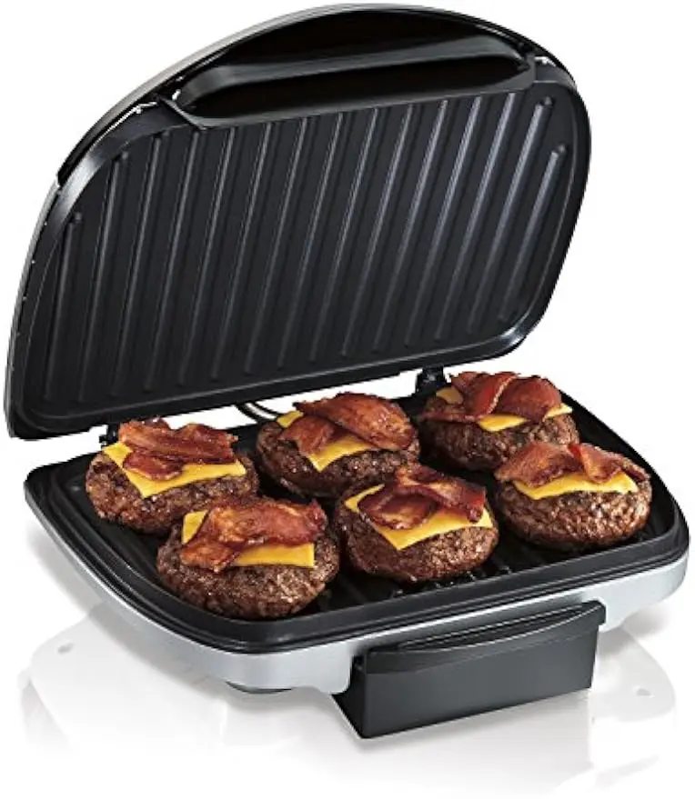 

Electric Indoor Grill, 6-Serving, Large 90 sq. in. Nonstick Easy Clean Plates, Floating Hinge for Thicker Foods, 1200 Watts