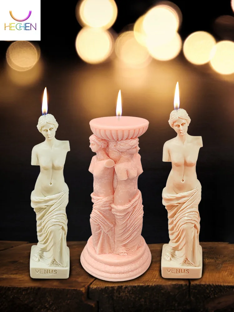 

Roman Column Silicone Candle Mold 3d DIY Candle Making Kit Venus Goddess Aromatherapy Plaster Mold Cake Decorating Tools Gifts