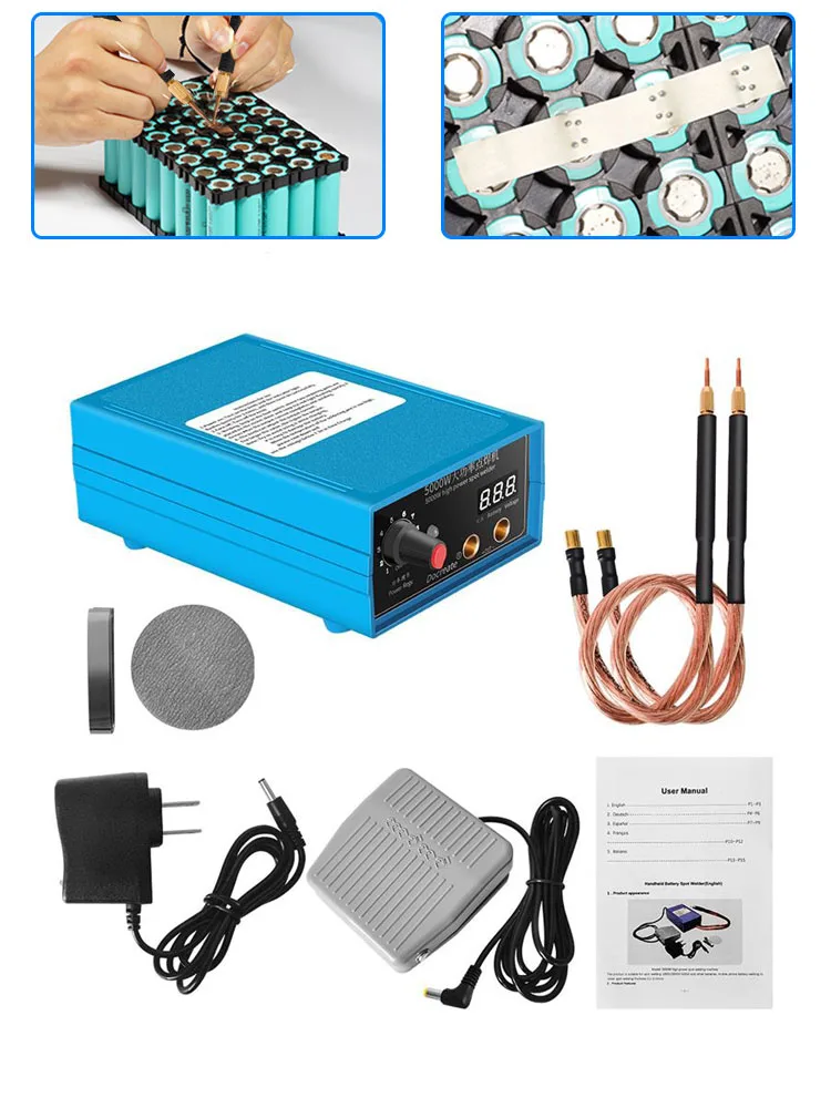 

Точечный сварочный аппарат 5000 Вт высокомощная точечная сварка ручные регулируемые сварочные аппараты 0,1-0,15 мм никель для аккумуляторов 18650 26650 32650