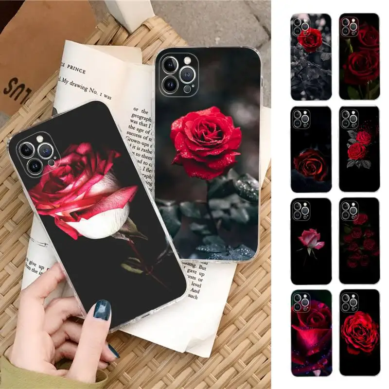 

Bright Red Roses Flowers Phone Case Silicone Soft for iphone 14 13 12 11 Pro Mini XS MAX 8 7 6 Plus X XS XR Cover