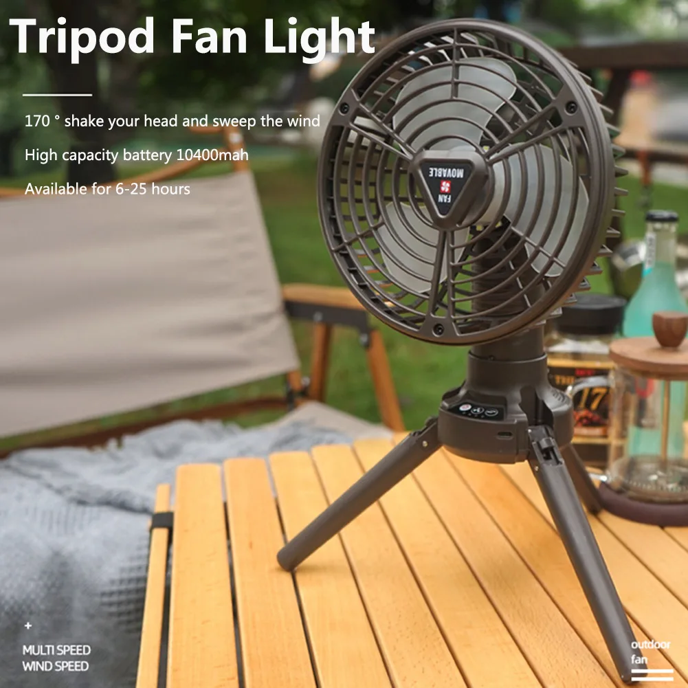 

Multifunction Home Appliances USB Chargeable Desk Tripod Stand Air Cooling Fan with Night Light Outdoor Camping Ceiling Fan