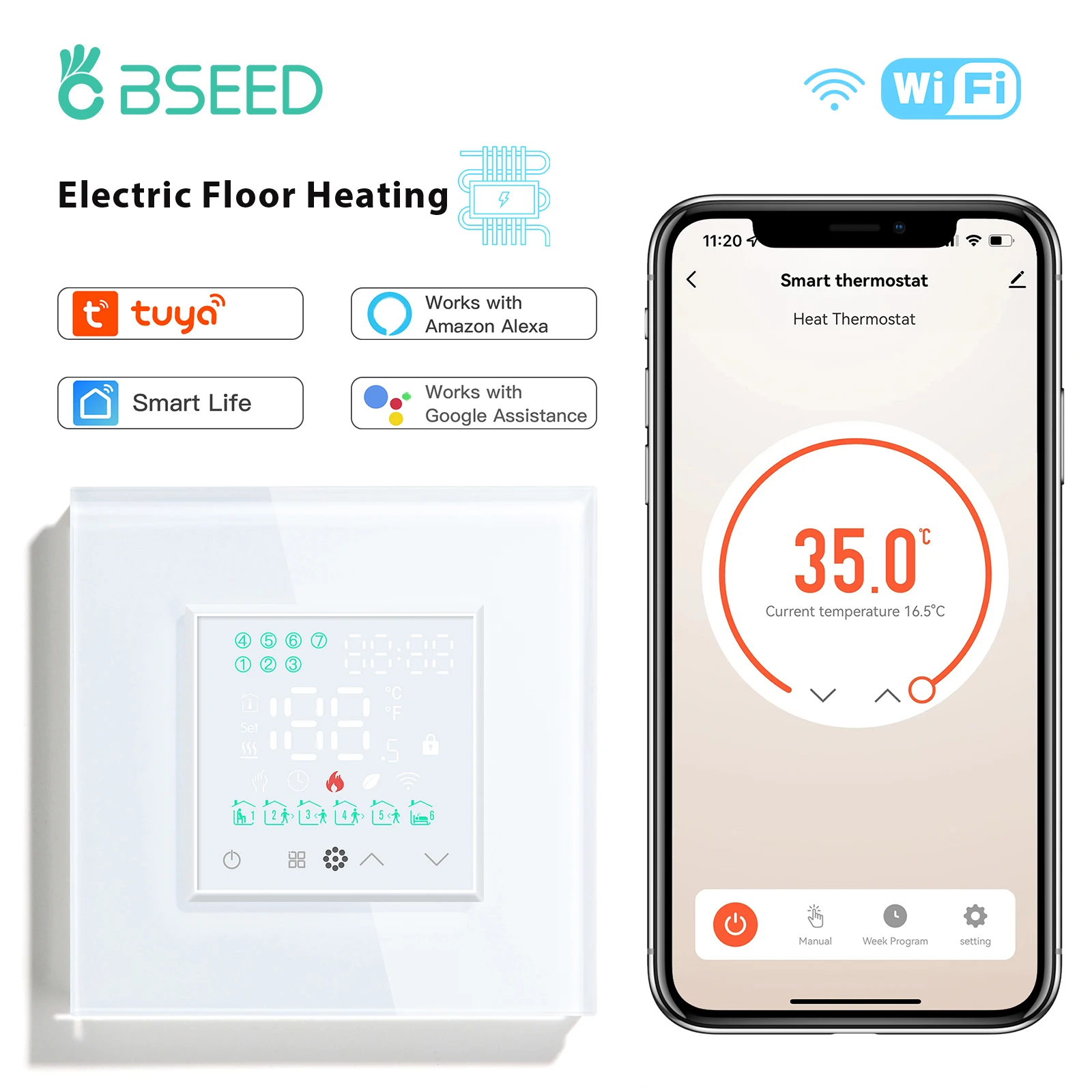 

Термостат для теплого пола BSEED Wi-Fi
