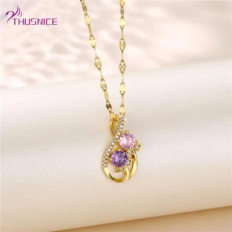 

Thusnice Fashion Jewelry Titanium Steel Necklace 18K Gold Plated Necklace For Women Anniversary Jewelry Gifts TGN064 Wholesale
